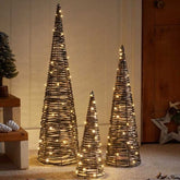 Three Kings LED Mesh Trees Three Kings BlackGold Braid Treebelisks - Set of 3
